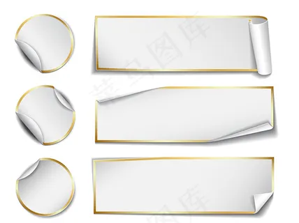 金色边框标签贴纸,免抠元素