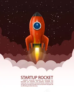 红色火箭和星空