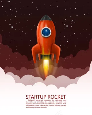 红色火箭和星空