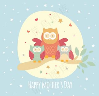 猫头鹰母亲节贺卡