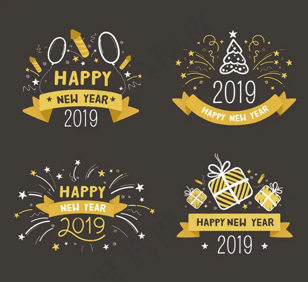 2019年丝带标签ai矢量模版下载