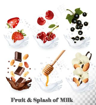 飞溅的牛奶水果