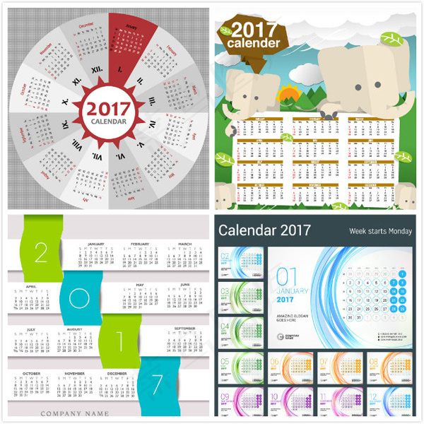 2017年年历ai矢量模版下载