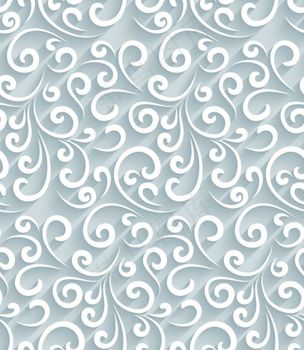 卷曲花纹无缝背景