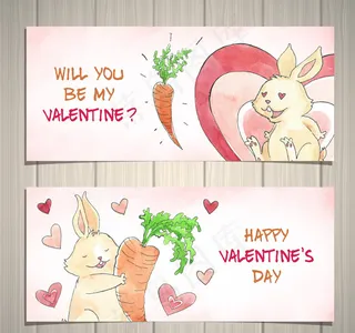 情人节兔子banner