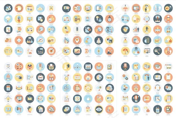 圆形网络图标,免抠元素