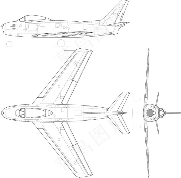 F-86A战斗机矢量eps,ai矢量模版下载