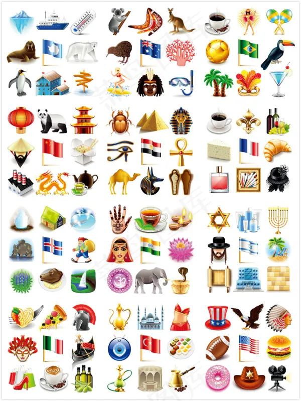国家特色图标,免抠元素eps,ai矢量模版下载