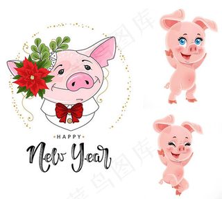 粉红猪卡通角色,背景元素