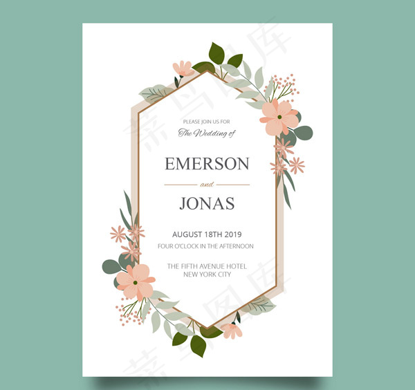 花卉婚礼邀请卡片