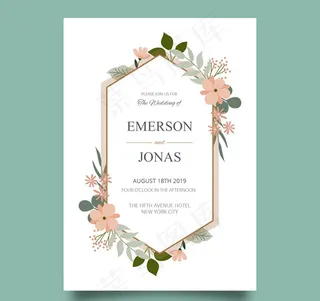 花卉婚礼邀请卡片