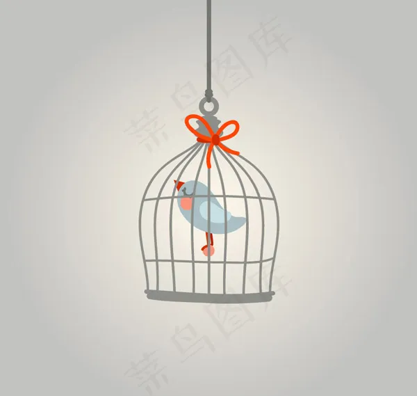 卡通笼中鸟ai矢量模版下载