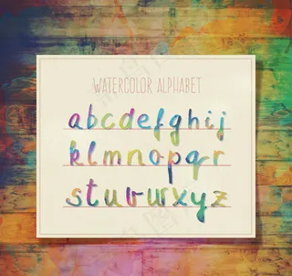 混色水彩字母