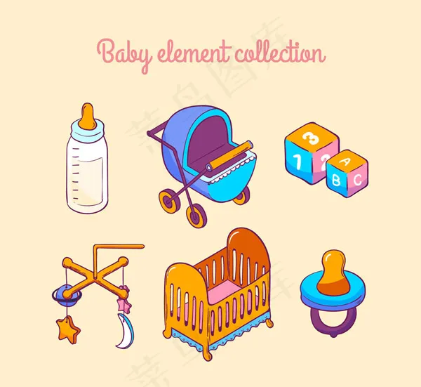 立体婴儿用品ai矢量模版下载