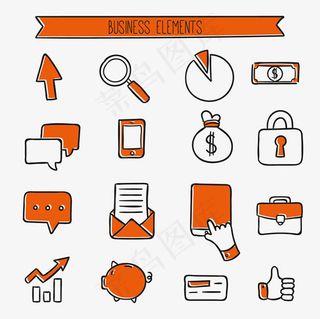 手绘商务图标,免抠元素,背景元素