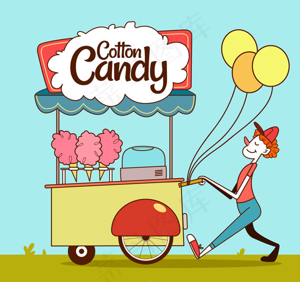 棉花糖车的男子