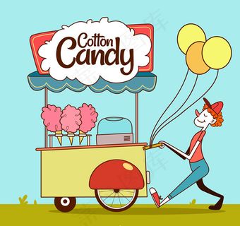 棉花糖车的男子