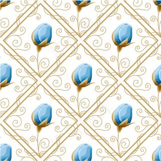 蓝色菱形花朵背景