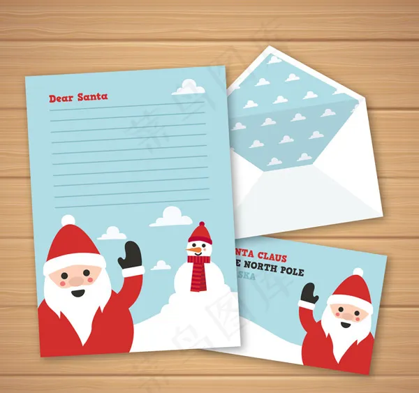 圣诞老人信纸ai矢量模版下载