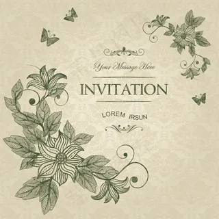 花卉与蝴蝶请柬