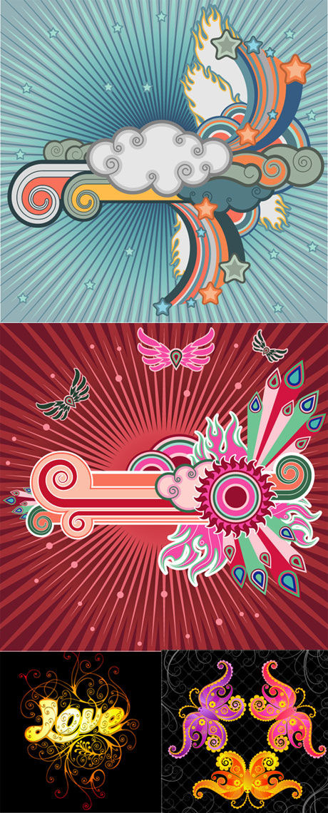 云朵和火焰插画