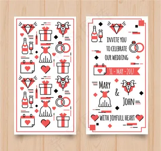 彩绘婚礼邀请卡