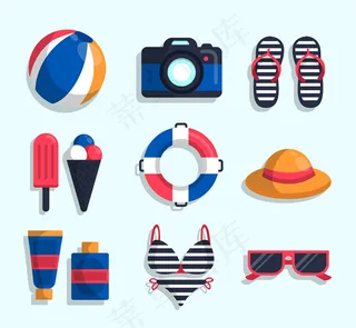 夏季度假物品矢量