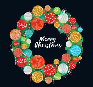 彩绘圣诞吊球花环