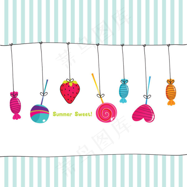 卡通线稿糖果矢量