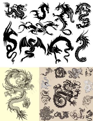 黑白龙图纹理,背景元素