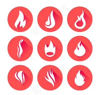 圆形火焰图标,免抠元素
