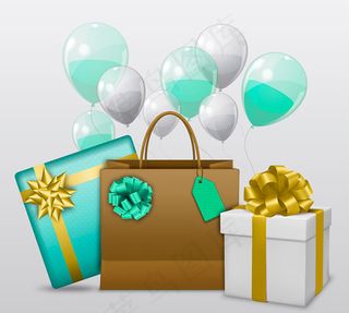 彩色气球和礼盒