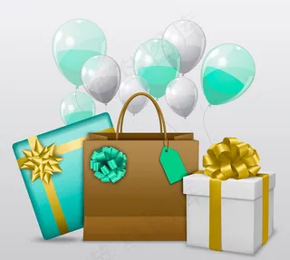 彩色气球和礼盒