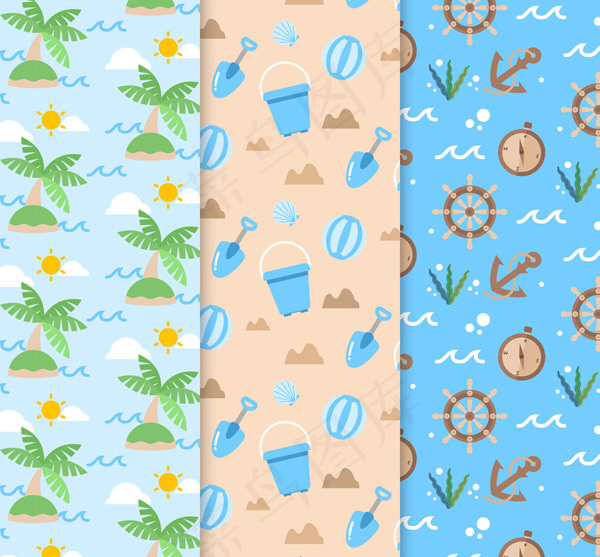度假元素无缝背景
