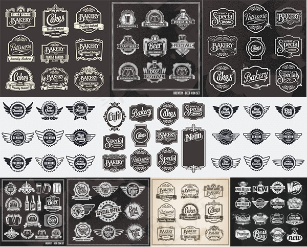 怀旧效果标签,免抠元素