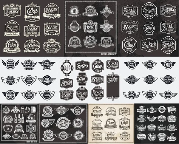 怀旧效果标签,免抠元素eps,ai矢量模版下载