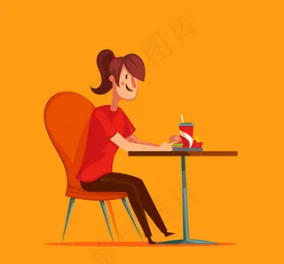 独自用餐的女子