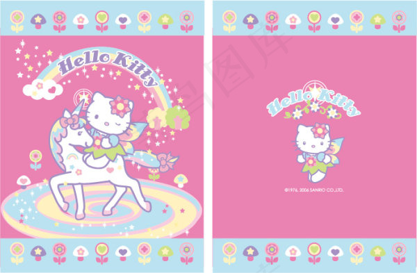 kitty与独角兽2ai矢量模版下载