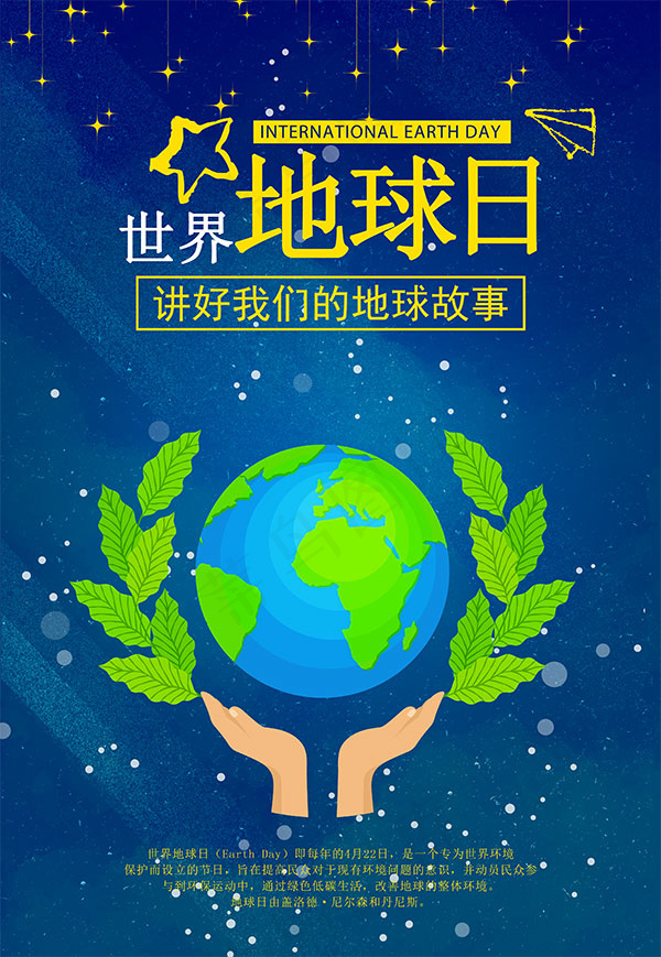 世界地球日海报psd模版下载