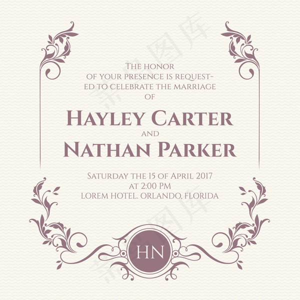 花纹边框请柬贺卡