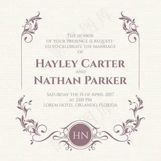 花纹边框请柬贺卡