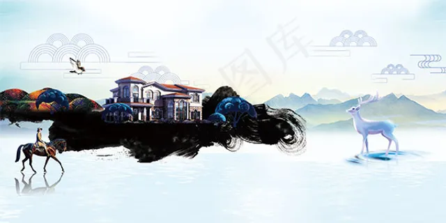 房地产水墨背景