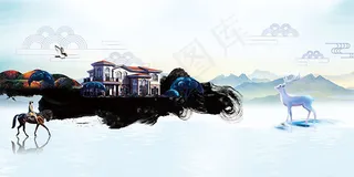 房地产水墨背景