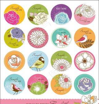 圆形手绘插画图标