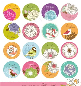 圆形手绘插画图标