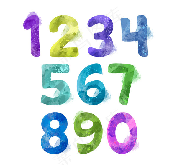10款水彩绘数字ai矢量模版下载