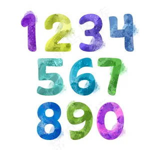 10款水彩绘数字