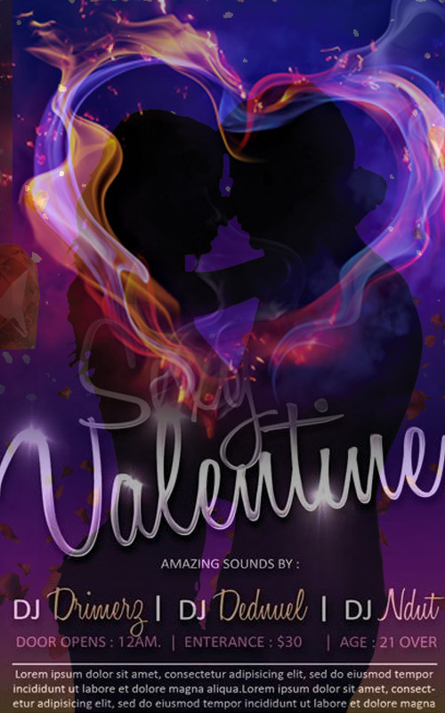 酒吧情人节海报