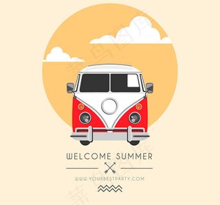 古旅游大巴插画