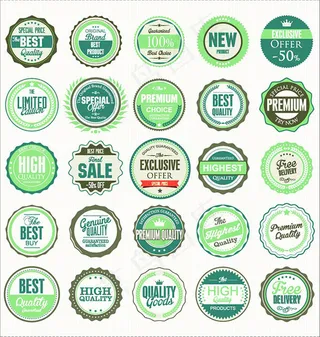 绿色圆形标签,免抠元素